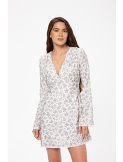 Сукня напівприталена PLA-932 S Молочний Молочний + рожеві квіти Молочний + рожеві квіти S