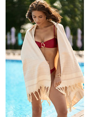 Пляжний рушник AP-102 Бежевий+молочний Бежевий