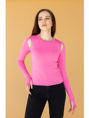 Лонгслів однотонний  KOF-760 Рожевий XS