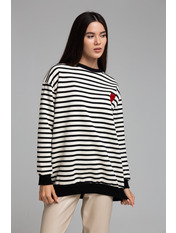 Світшот в смужку SW-81965 Білий Чорний Біло-чорний L