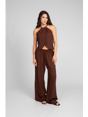 Літній костюм з льону KT-7541 M/L Коричневий Коричневий M/L