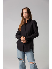 Сорочка з бавовни без кишень однотонна RA-10508 Чорний S