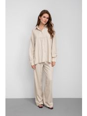 Лляний костюм KT-846 S Бежевий в смужку Бежевий Бежевий в смужку S