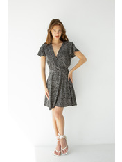 Сукня міні з віскози з короткими рукавами PLA-280009 Чорний 6 Чорний S