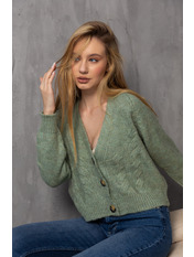 Кардиган в'язаний однотонний KAR-3230 one size Зелений Оливковий