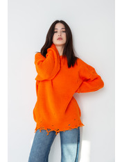 Светр в'язаний рваний KOF-4385 one size Помаранчевий