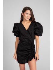 Сукня приталена з короткими рукавами PLA-855 S Чорний Чорний S