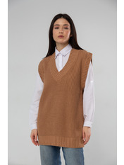Жилетка в'язана однотонна G-678 Кемел one size Коричневий