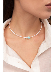 Чокер handmade HM-007 Білий Білий+блакитний