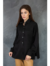 Сорочка з бавовни з кишенями однотонна RA-6495 Чорний S