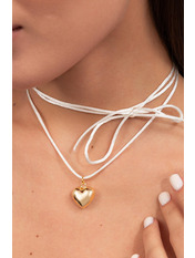 Чокер-сердечко CH-50 Білий+золотистий Білий