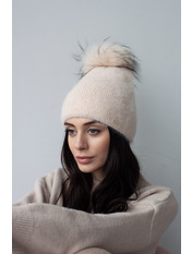 Ангорова шапка SHP-1815 Бежевий one size