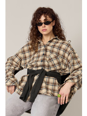 Сорочка в клітинку RA-1690 XS/S Бежевий Бежевий + коричнева клітинка Бежевий + коричнева клітинка XS/S