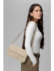 Сумка жіноча з натуральної замші SYM-30243 Бежевий
