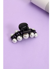 Заколка Брук Чорний+молочний Молочний яя_Длина 7(см)/ Ширина 2(см)