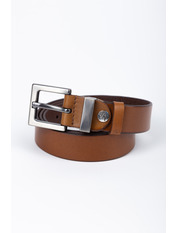 Шкіряний ремінь із сріблястою застібкою REM-102 Коричневий