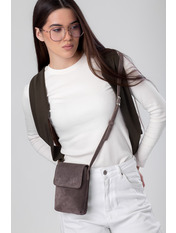 Сумка жіноча з натуральної замші SYM-50022-1 Темний бізон Бежевий