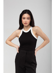 Топ трикотажний FUT-330007 Чорний Білий Чорно білий L