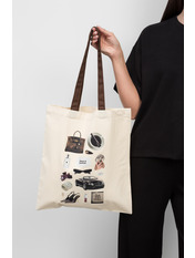 Шопер тканинний SHO-589 Бежевий+шоколадний Бежевий