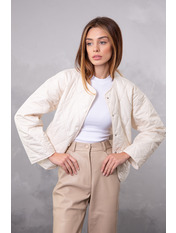 Куртка плащівка без комірця KR-8026 Молочний Білий L