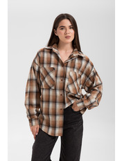 Сорочка в клітинку  RA-929056 M/L Бежевий + білий Бежевий Бежевий + білий M/L