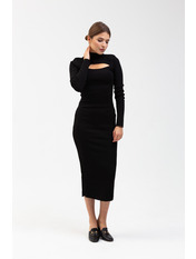 Сукня максі приталена з довгими рукавами PLA-2551 Чорний one size