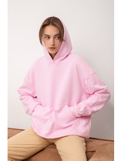 Худі вільне однотонне KOF-7313 Рожевий XS/S Світло-рожевий