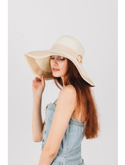 Широкополий капелюх SHL-1904 Молочний+бежевий яя_54-56 Бежевий