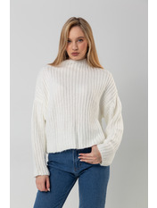 Светр в'язаний прямий з крупною в'язкою однотонний KOF-2271373 Білий one size