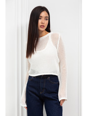 Светр вільний однотонний KOF-3999 Молочний one size