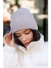 Велюрова шапка SHP-45610 Бежевий Коричневий