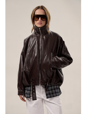 Бомбер з еко-шкіри KR-121 M/L Коричневий Шоколадний Шоколадний M/L