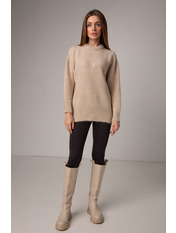 Светр KOF-4539 Бежевий Коричневий one size