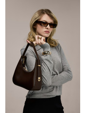 Сумка жіноча з еко-шкіри SYM-24-00 Шоколадний+золото Коричневий