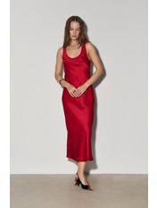 Сукня максі з сатину напівприталена PLA-202 S/M Червоний Червоний S/M