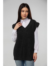 Жилетка в'язана однотонна G-678 Графіт one size Сірий