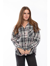 Сорочка в клітинку  RA-171 M/L Чорний + рожева клітинка Чорний Чорний + рожева клітинка M/L