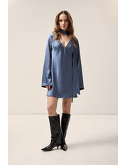 Сукня з сатину вільна PLA-101 M Темно-синій Синій Темно-синій M