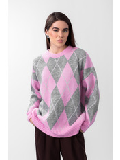 Светр KOF-85783 one size Рожево-сірий Рожевий Рожево-сірий one size