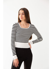 Лонгслів L-553 Білий Чорний one size Біло-чорний