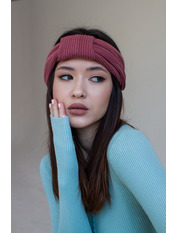 Пов`язка на голову - тюрбан TRR-P-34 Темно-пудровий Рожевий