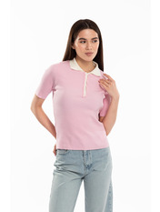 Футболка поло трикотажна приталеного крою FUT-12087 one size Рожевий Рожевий one size