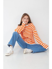 Лонгслів в смужку KOF-13524 Помаранчевий Жовтий one size