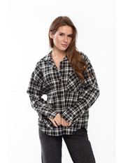 Сорочка в клітинку  RA-170 XS/S Чорний + сіра клітинка Чорний Чорний + сіра клітинка XS/S
